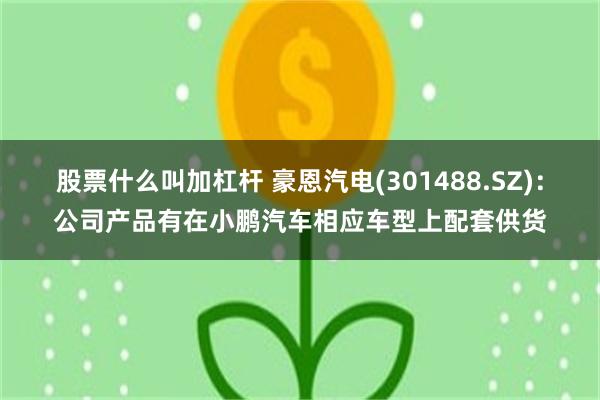 股票什么叫加杠杆 豪恩汽电(301488.SZ)：公司产品有在小鹏汽车相应车型上配套供货