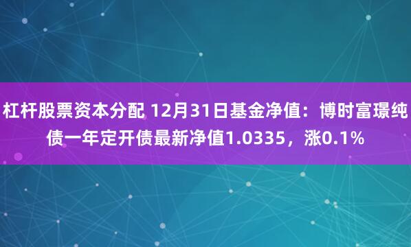 杠杆股票资本分配 12月31日基金净值：博时富璟纯债一年定开债最新净值1.0335，涨0.1%